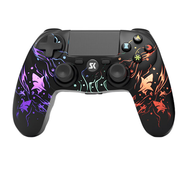 PS415G Wireless PS4 Game Controller with RGB and 1000mAh Battery, Compatible with PC, Android/iOS Device