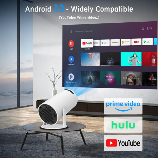 4K 1080P Wireless Android Projector, Built-in Netflix, Prime Video, Youtube, 130 inch Max - Image 2