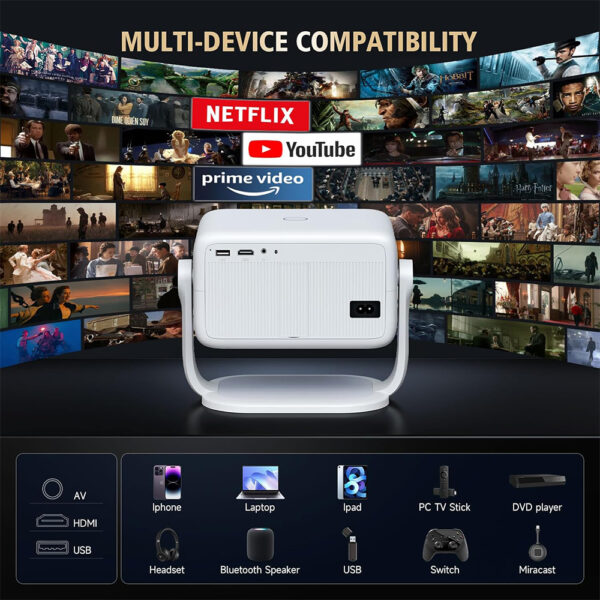 Full HD 4K Projector with Official Netflix, Autofocus, Dolby Atmos & Auto Keystone, Apps Built-in, ChatGPT Voice. - Image 4