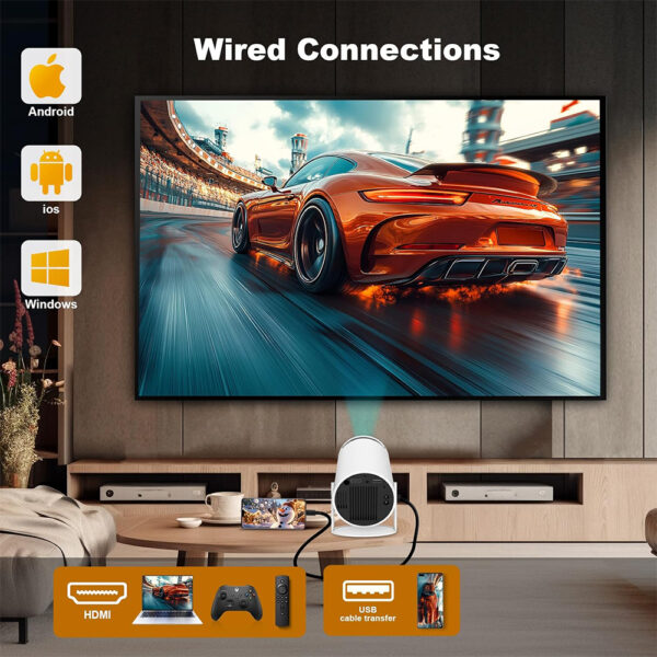 4K 1080P Wireless Android Projector, Built-in Netflix, Prime Video, Youtube, 130 inch Max - Image 3