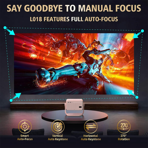 Full HD 4K Projector with Official Netflix, Autofocus, Dolby Atmos & Auto Keystone, Apps Built-in, ChatGPT Voice. - Image 5