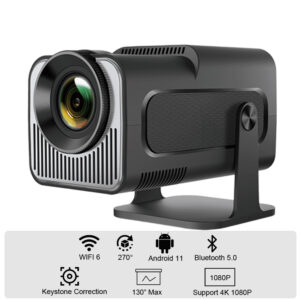 Mini Portable Android Projector with WiFi 6 and Bluetooth 5.0, Support Full HD 4K