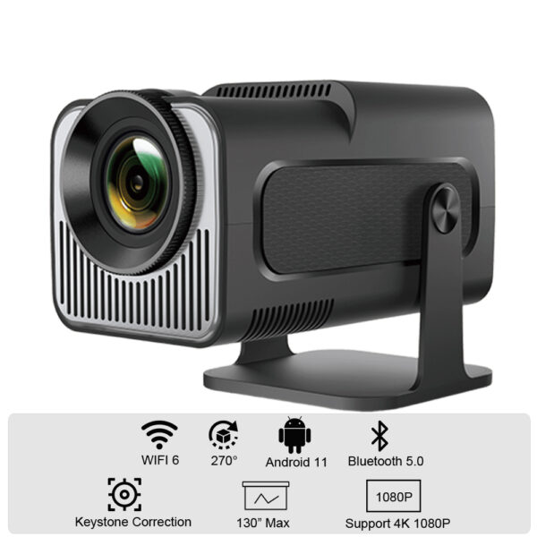 Mini Portable Android Projector with WiFi 6 and Bluetooth 5.0, Support Full HD 4K